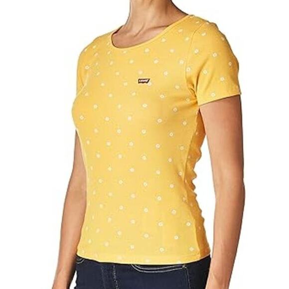 Levi's Tops - Levi's Daisy Floral Print Short Sleeve Ribbed Knit Baby T-Shirt Junior's Med Y2K